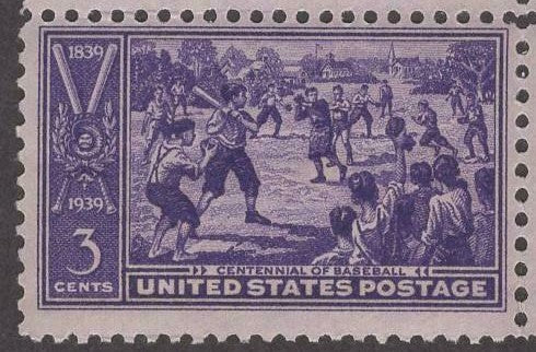 1939 Centennial Of Baseball Single 3c Postage Stamp - Scott 855 - MNH,OG