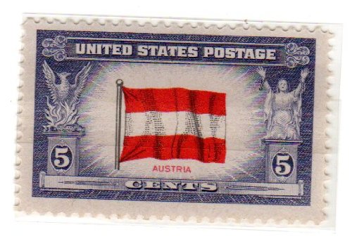 1943 Flag of Austria Single 5c Postage Stamp  - Scott919 -  MNH,OG