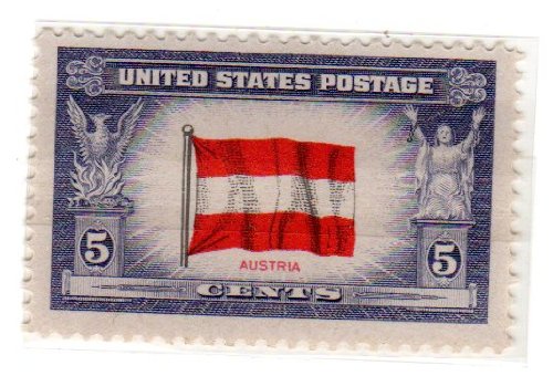 1943 Flag of Austria Single 5c Postage Stamp  - Sc#919 -  MNH,OG