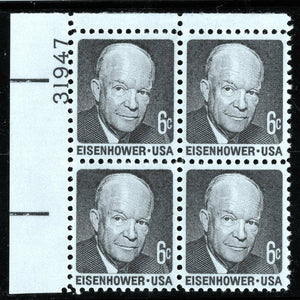 1970 Dwight D Eisenhower Plate Block Of 4 6c Postage Stamps - MNH, OG - Sc# 1393 - CX366