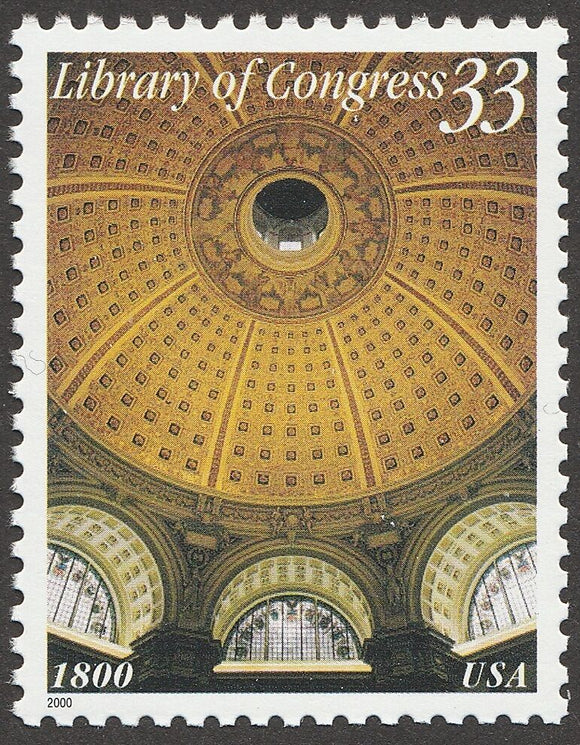 2000 Library Of Congress Single 33c Postage Stamp - Sc# 3390 - CW343a