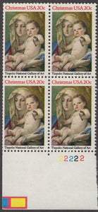 1982 Madonna & Child Tiepolo Plate Block Of 4 20c Postage Stamps - Sc# 2026 - MNH - CW411a
