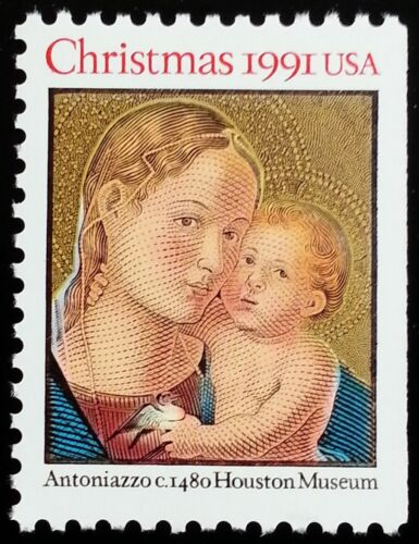 1991 Madonna & Child Single 25c Postage Stamp - Scott 2578 - MNH - CW367b