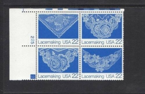 1987 Lacemaking Plate Block Of 4 22c Postage Stamps - Scott 2351-2354 - MNH, OG - CW39b