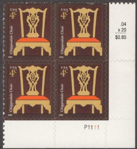 2004 Chippendale Chair Plate Block Of 4 4c Postage Stamps - Sc# 3755 - MNH, OG - CX29a