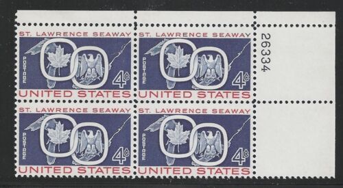1959 St Lawrence Seaway Plate Block of 4 4c Postage Stamps - MNH, OG - Scott 1131