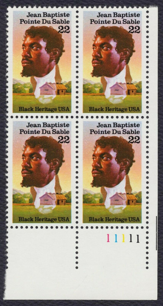 1987 - Du Sable Plate Block of 4 22c Postage Stamps Scott 2249 - MNH - CW397b