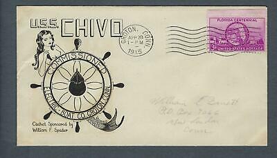 VEGAS - 1945 Submarine USS Chivo Commission Spader Cover - Groton - FH154