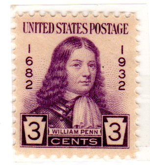 1932 William Penn Single 3c Postage Stamp - Scott724 - MNH,OG