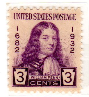 1932 William Penn Single 3c Postage Stamp - Sc#724 - MNH,OG