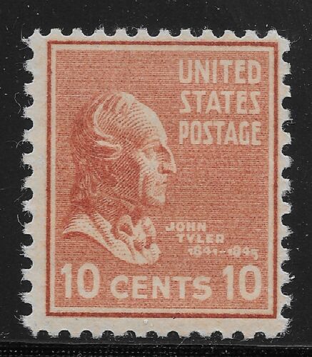 1938 President John Tyler Single 10c Postage Stamp -  Scott 815 -  MNH,OG