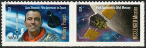 2011 Space Firsts Connected Pair of "Forever" Postage Stamps - MNH, OG - Sc# 4527-4528