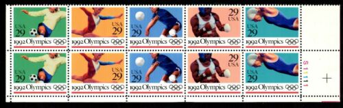 1992 Summer Olympics Plate Block of 4 10 29c Postage Stamps - MNH, OG - Scott 2641