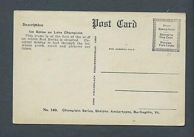 VEGAS - Vintage Photo Postcard - Lake Champlain VT Ice Fishing - FD343