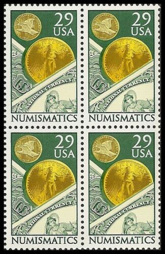 1991 Numismatics Block Of 4 29c Stamps - MNH, OG - Scott# 2558 - DS176