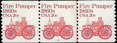 VEGAS - 1981-84 Scott 1908 Fire Pumper - Coil Line Triplet - Plate 8, MNH, OG -EZ5