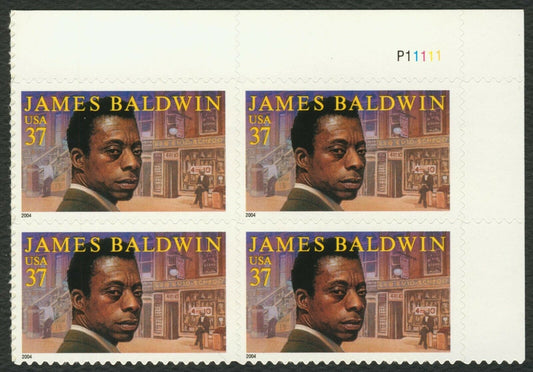 2004 James Baldwin Plate Block of 4 37c Postage Stamps - MNH, OG - Scott 3871