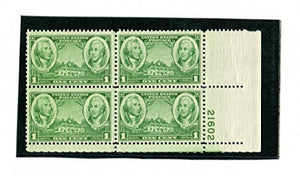 1936 Army - George Washington Plate Block of 4 1c Postage Stamps - Sc# 785 -  MNH,OG