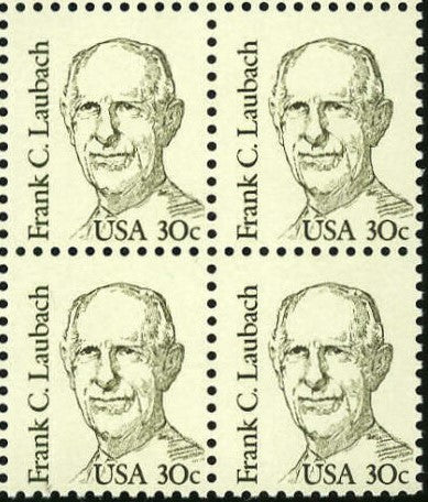1984 Frank C. Laubach Missionary Block of 4 30c Postage Stamps - MNH, OG - Scott 1864