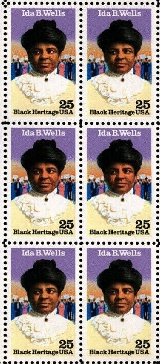 1990 Ida Wells Block Of 6 25c Postage Stamps - Sc# 2442 - MNH, OG - CX854a