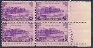 1937 Puerto Rico Territory Plate Block of 4 3c Postage Stamps - MNH, OG - Sc# 801
