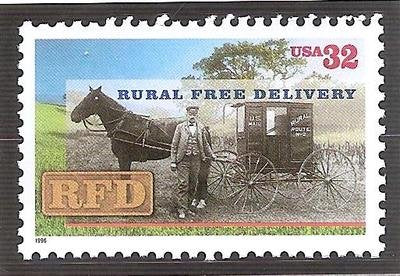 1996 Rural Free Delivery Single 32c Postage Stamp  - Scott 3090 -  MNH,OG