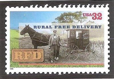 1996 Rural Free Delivery Single 32c Postage Stamp  - Sc# 3090 -  MNH,OG