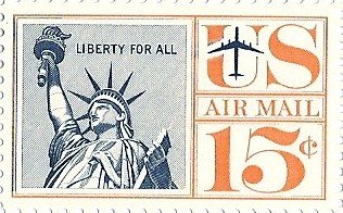 1953  Statue of Liberty Single 15c Airmail Postage Stamp  - Scott C58 -  MNH,OG