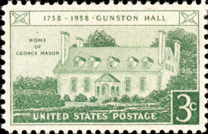 1958 Gunston Hall George Mason Home Single 3c Postage Stamp - Sc# 1108 - MNH, OG - CX584a