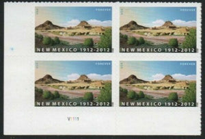 2012 New Mexico Statehood Plate Block of 4 44c Postage Stamps - MNH, OG - Sc# 4591