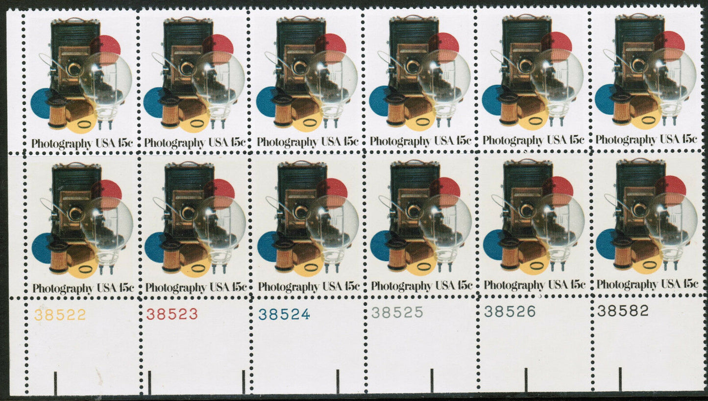 1978 Photography Plate Block Of 12 15c Postage Stamps - Scott 1758 - MNH, OG - CT79b