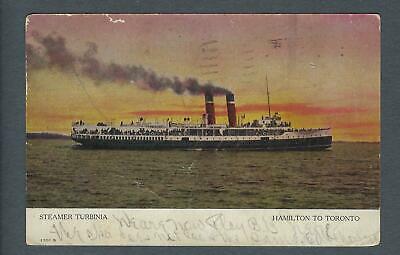 VEGAS - 1907 Steamer Turbinia Post Card - Canada Hamilton to Toronto - FK147