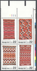 1986 Navajo Art Plate Block Of 4 22c Postage Stamps - Sc 2235-2238 - MNH, OG - CX879