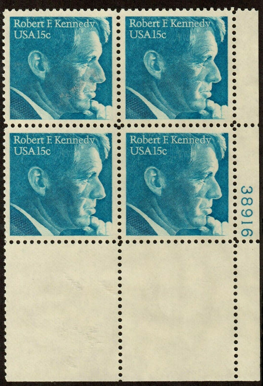 1979 Robert F. Kennedy Plate Block of 4 15c Postage Stamps - Scott -1770 - MNH, OG - CX670