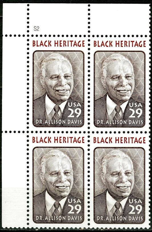 1994 Dr Allison Davis- Black Heritage Plate Block Of 4 29c Postage Stamps - Scott 2816 - MNH, OG - CW275