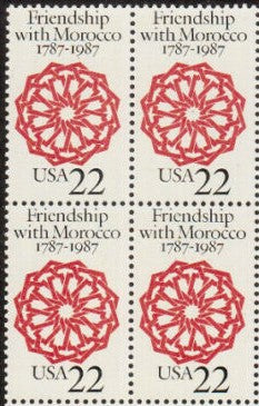 1987 Friendship With Morocco Block of 4 22c Postage Stamps Scott 2349 - MNH - CW450b