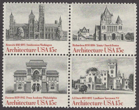 1980 Architecture Block Of 4 15c Postage Stamps - Scott 1838-1841 - MNH, OG - CW22b