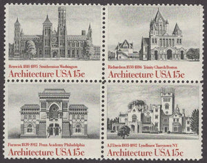 1980 Architecture Block Of 4 15c Postage Stamps - Sc# 1838-1841 - MNH, OG - CW22b