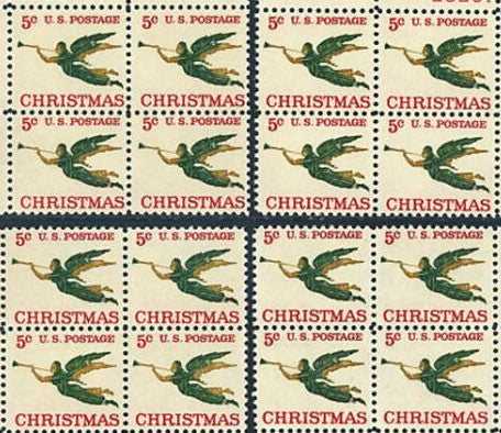 1965 Christmas Angel Gabriel 4 Blocks Of 4 or 16 5c Postage Stamps - MNH, OG - Scott 1276 - CWA12a