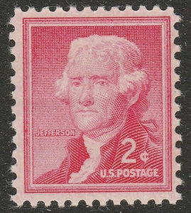 1954-68 Thomas Jefferson Single 2c Postage Stamp - Sc# 1033 - MNH, OG - CX567