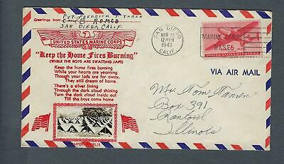 VEGAS - 1943 Crosby Cache Marine Corp To Rantoul, IL Cover - FG124