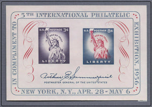 1956 Philatelic Exhibition Souvenir  3c-8c Sheet -Sc# 1075 - MNH - CX801
