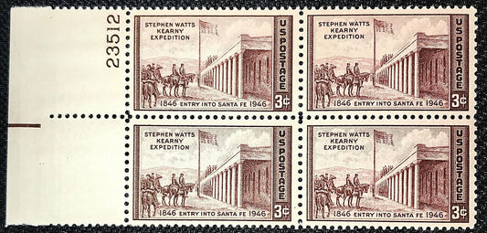 1946 Capture Of Santa Fe Kearny Expedition Plate Block of 4 Postage Stamps - MNH, OG - Scott 944