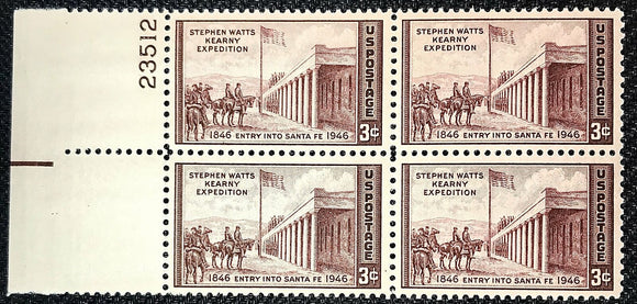 1946 Capture Of Santa Fe Kearny Expedition Plate Block of 4 Postage Stamps - MNH, OG - Sc# 944