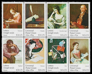 1974 Universal Postal Union Photogravure Block Of 8 - Sc# 1530-1537 - CW3a