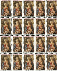 1984 Christmas Mailings! - Madonna Fra Flippo Painting Block Of 20 20c Postage Stamps- Sc 2107 - MNH - CW430c