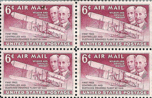 1949 Wright Bros Airmail Block Of 4 6c Postage Stamps  - Sc# C45 - MNH - CW400c