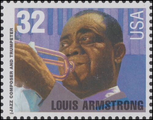 1995 Louis Armstrong Single 32c Postage Stamp - MNH, OG - Sc# 2982 - DS192a