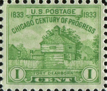 1933 "Century of Progress" Fort Dearborn Single 1c Postage Stamp -Scott728- MNH,OG