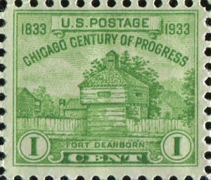 1933 "Century of Progress" Fort Dearborn Single 1c Postage Stamp -Sc#728- MNH,OG